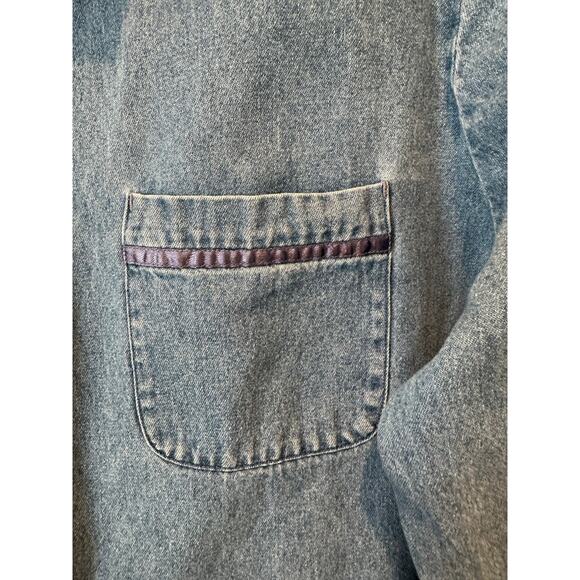 Vintage Classic Oversized Boho Chic Denim Button Down Jean Shirt XL - Picture 9 of 16